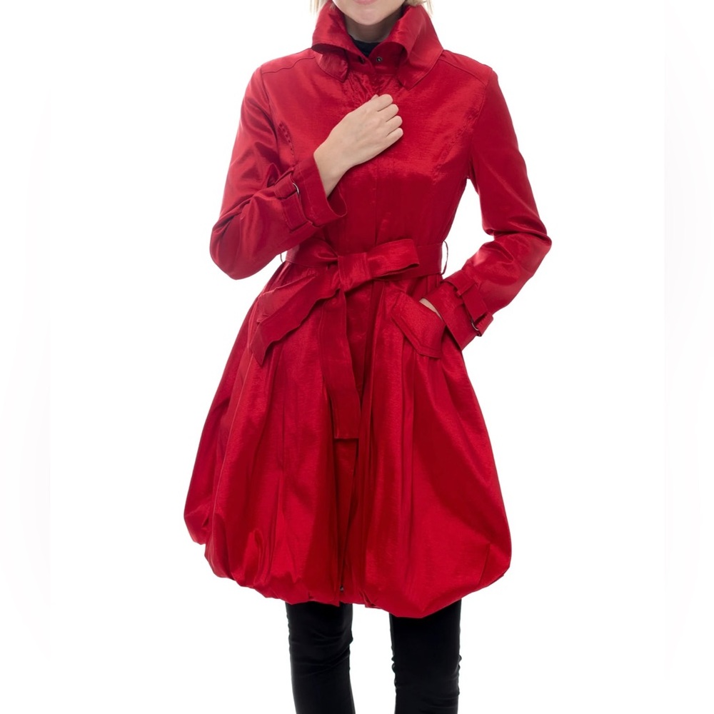 Microfabric Trench Coat with Handkerchief Hem